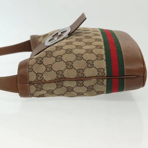 GUCCI GG Canvas Web Sherry Line Shoulder Bag Beige 2058 001 5000 Auth yk19452 - Picture 6 of 16